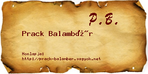 Prack Balambér névjegykártya